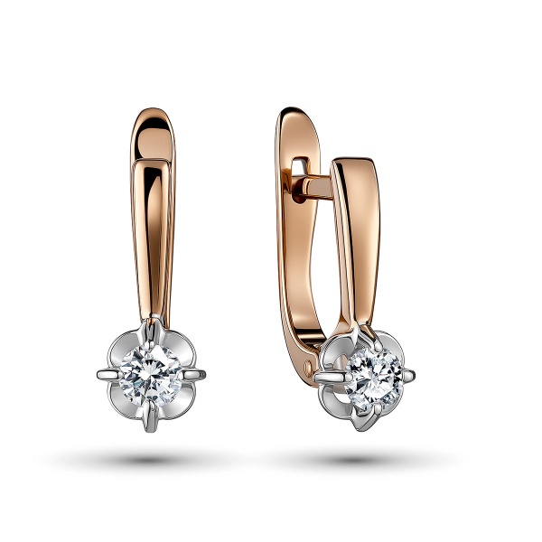 Серьги из комбинированного золота с бриллиантами