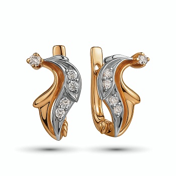 Серьги из комбинированного золота с бриллиантами