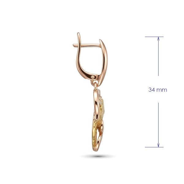 Серьги из красного золото с самородком