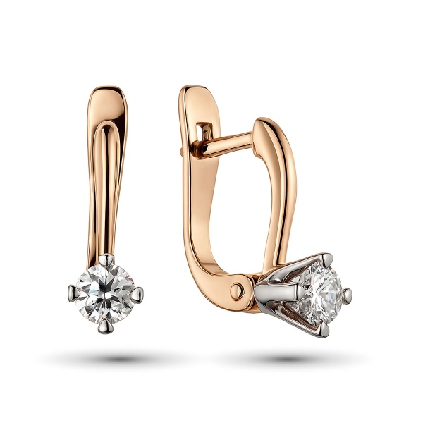 Серьги из комбинированного золота с бриллиантами